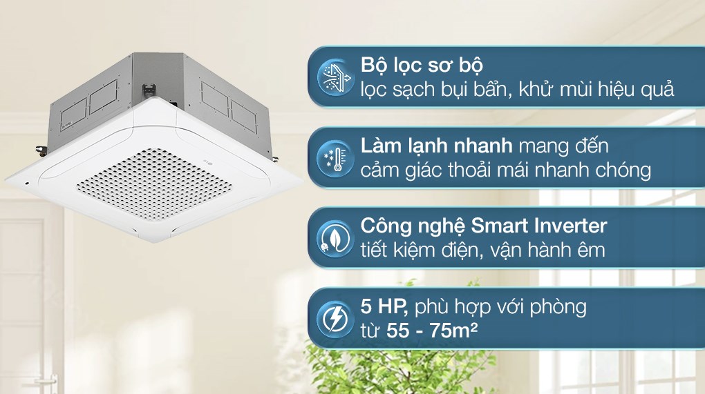 Máy Lạnh Âm Trần LG 4 Hướng Thổi Inverter 5.0HP – ZTNQ48LMLA0 (Model 2023)
